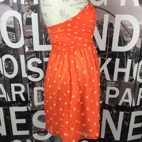 Minuet orange polka dot strapless dress - Picture 2 of 6